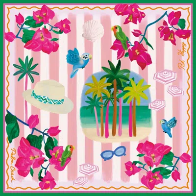 Pick Happy Women's Pink / Purple Silk Scarf Sun Kiss Palm Beach Limited Edition