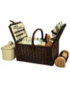 Picnic At Ascot Buckingham Willow Picnic Basket With Service For 4 In Blue
