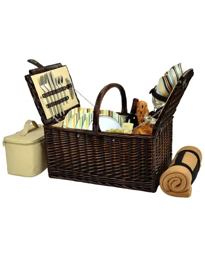 Picnic At Ascot 4-person Picnic Basket In Brown