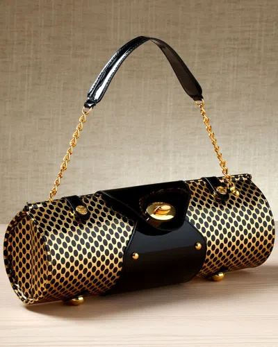 Picnic At Ascot Black Patent Wine Carrier & Purse In Gold