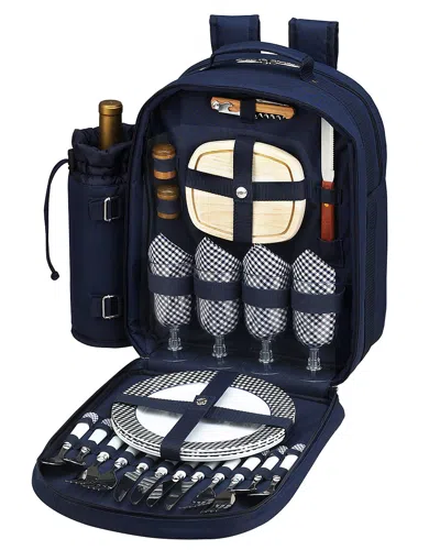 Picnic At Ascot Bold Picnic Backpack Cooler For Four In Blue