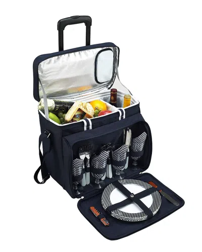 Picnic At Ascot Bold Wheeled Picnic Cooler For 4 With Removable Wheeled Cart In Black