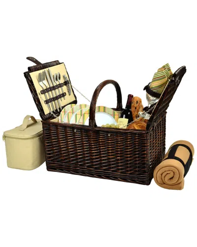 Picnic At Ascot Buckingham Basket For 4 With Blanket In Brown