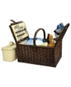 Picnic At Ascot Buckingham Willow Picnic Basket With Service For 4 In Azure