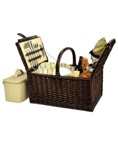 PICNIC AT ASCOT BUCKINGHAM WILLOW PICNIC BASKET WITH SERVICE FOR 4