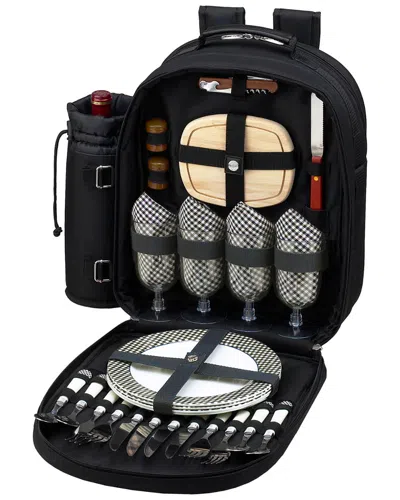 Picnic At Ascot Classic Picnic Backpack For Four In Black
