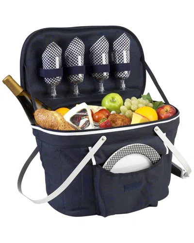 Picnic At Ascot Collapsible Insulated Picnic Basket In Black