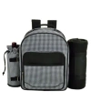 Picnic At Ascot Deluxe 4 Person Picnic Backpack Cooler, Wine Pouch And Blanket In White