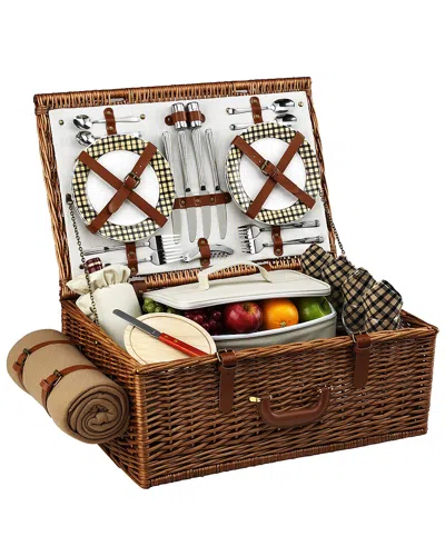 Picnic At Ascot Dorset Basket For 4 With Blanket In Brown