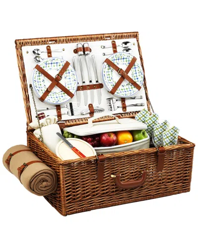 Picnic At Ascot Dorset Basket For 4 With Blanket In Brown