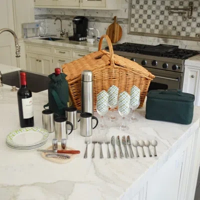 Picnic At Ascot Huntsman Basket For Four With Blanket In Gazebo