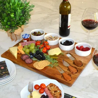 Picnic At Ascot Ncaa Purdue Boilermakers Large Premium Acacia Charcuterie Board With Ceramic Bowls & Cheese Tools -  In Brown