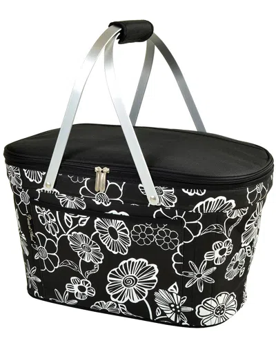 Picnic At Ascot Night Bloom Collapsible Insulated Picnic Basket In Black