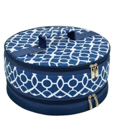 Picnic At Ascot Pie, Cake, Salad Carrier 12" Diameter In Blue