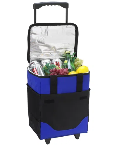 Picnic At Ascot Six Wine Bottle Or 32 Can Collapsible Rolling Cooler In Blue