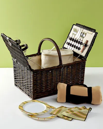 Picnic At Ascot Surrey Basket For 2 & Blanket In Brown