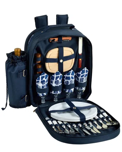 Picnic At Ascot Trellis Picnic Backpack For Four In Blue