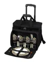 Picnic At Ascot Wheeled Picnic Cooler Set For 4 In Black