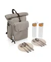 Picnic Time 20 Liter Carmel Roll Top Picnic Backpack Cooler In Gray