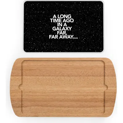 Picnic Time Billboard Glass Top Serving Tray In Black