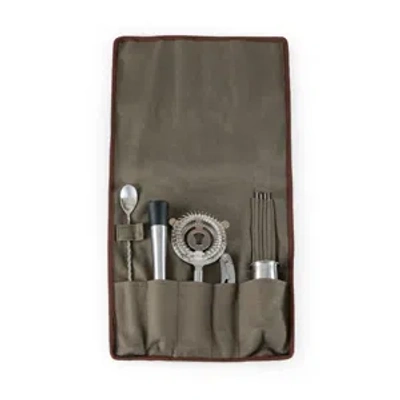 Picnic Time Legacy By  10-piece Bar Tool Roll Up Kit In Grey