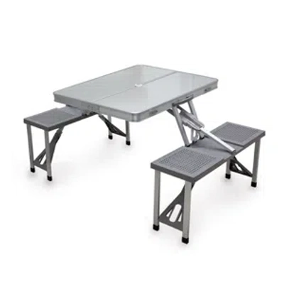 Picnic Time Oniva By  Aluminum Portable Picnic Table With Seats In Silver