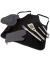 Picnic Time 7pc Bbq Apron Tote Pro Set In Black