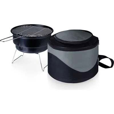 Picnic Time Caliente Portable Charcoal Grill & Cooler Tote In Black