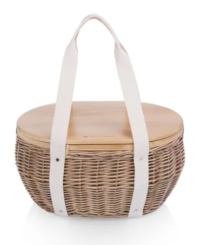 Picnic Time Castaway Insulated Cooler Picnic Basket, 17.5"x 13" In Sunprint