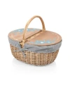 Picnic Time 's Cinderella Country Picnic Basket In Navy Blue And White Stripes