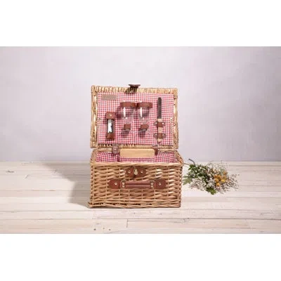 Picnic Time Classic Wine & Cheese Wicker Picnic Basket With Outdoor Dining Set For 2 In Multi