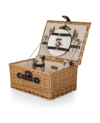 Picnic Time Disney Mickey Mouse Minnie Mouse Classic Picnic Basket, Service For 2 In Brown