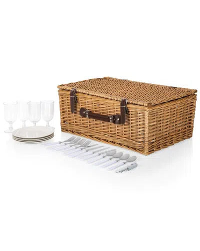 Picnic Time Dnu  Belmont Stripe Picnic Basket In Navy