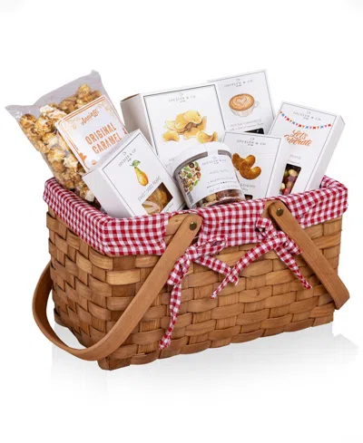 Picnic Time Farmhouse Basket With Gourmet Gift Pack, 7-pieces In Multi