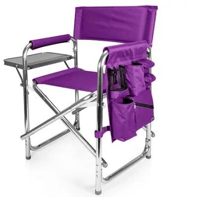Picnic Time Folding Sports Chair + Side Table In Purple