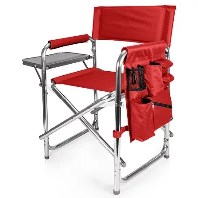 Picnic Time Folding Sports Chair + Side Table In Red