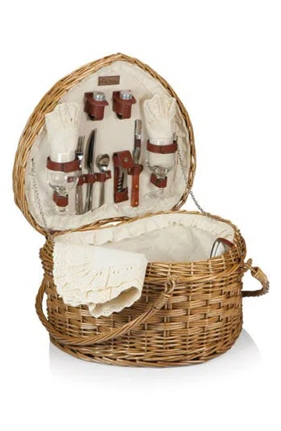 PICNIC TIME PICNIC TIME HEART SHAPED WICKER PICNIC BASKET