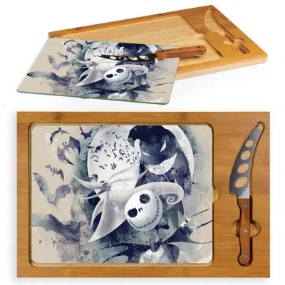 Picnic Time Jack And Zero Icon Glass Top Serving Cheese Board & Platter In Gray