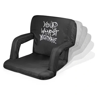 Picnic Time Jack Ventura Portable Reclining/folding Stadium Seat With Cushion In Black