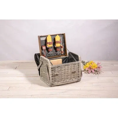 Picnic Time Kabrio Wine & Cheese Picnic Basket With Outdoor Dining Set For 2 In Grey