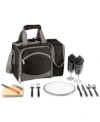 Picnic Time Malibu 16-piece Flatware & Picnic Basket Cooler Set In Black