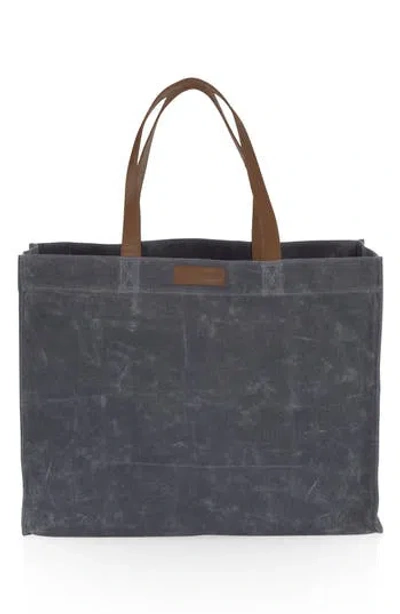 Picnic Time Market Large Waxed Canvas Tote In Gray