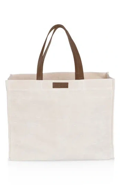 Picnic Time Market Large Waxed Canvas Tote In White