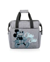 Picnic Time Mickey Mouse Silhouette Coronado Canvas And Willow Basket Tote In Gray