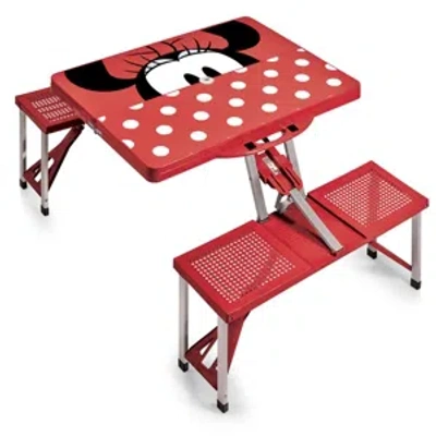 Picnic Time 's Minnie Mouse Picnic Table Portable Folding Table With Seats In Red