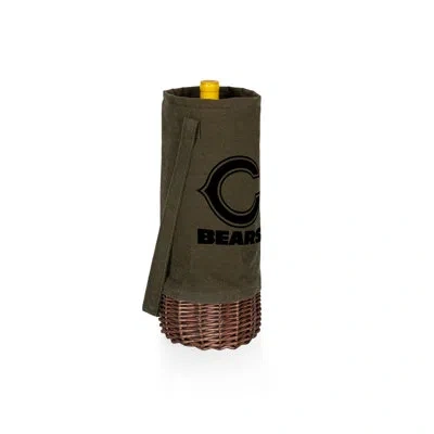 Picnic Time Nfl Chicago Bears Malbec Insulated Canvas And Willow Wine Bottle Basket In Green