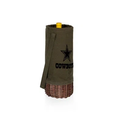 Picnic Time Nfl Dallas Cowboys Malbec Insulated Canvas And Willow Wine Bottle Basket In Green