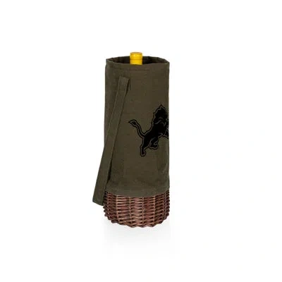 Picnic Time Nfl Detroit Lions Malbec Insulated Canvas And Willow Wine Bottle Basket In Green