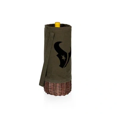 Picnic Time Nfl Houston Texans Malbec Insulated Canvas And Willow Wine Bottle Basket In Green