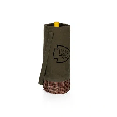 Picnic Time Nfl Kansas City Chiefs Malbec Insulated Canvas And Willow Wine Bottle Basket In Green